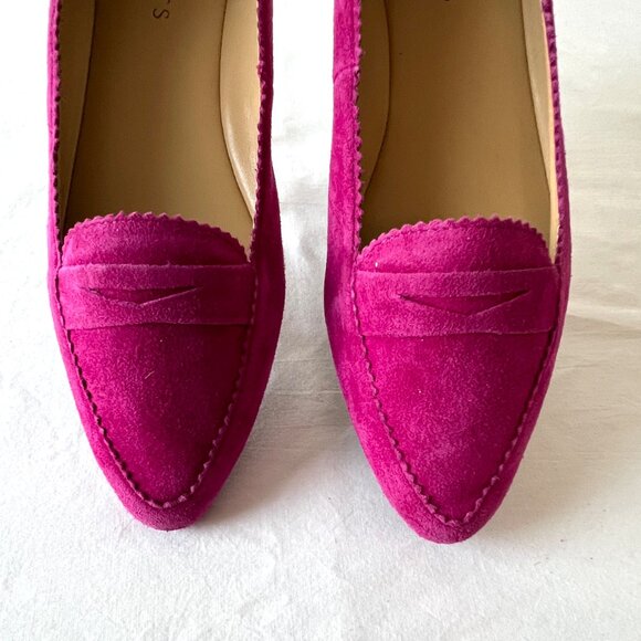 Talbots Francesca Keeper Driving Magenta Pink Suede Leather Loafers, Sz 8.5 LN! - Picture 4 of 15